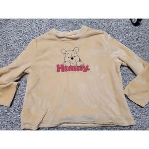 Disney 100 Winnie the POOH "HUNNY"‎ Fleece Pajama Top Yellow Gold Women 2XL 48